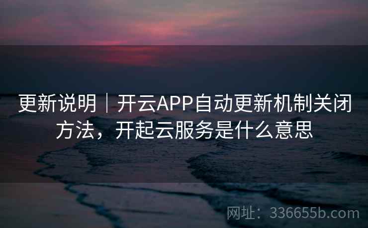 更新说明｜开云APP自动更新机制关闭方法，开起云服务是什么意思